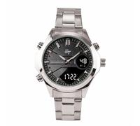 EUROtops Montre multi-chronographe en acier inoxydable pour homme - Analogique/numérique - Résistante à l'eau 3 ATM