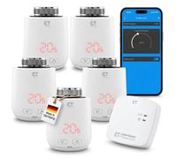 Eurotronic Comet ZZ Eco Lot de 5 thermostats de radiateur Zigbee avec | Chauffage intelligent dans jusqu'à 5 pièces : 5 thermostats de radiateur Zigbee programmables avec passerelle et contrôle
