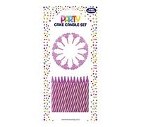 Eurowrap 12630-PC - Un Lot De 24 Bougies D'Anniversaire + 12 Porte-Bougies - Couleur : Rose - Bougies D'anniversaire, Anniversaire, Happy Birthday
