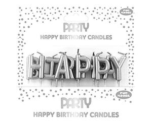 Eurowrap 24327-SC - Un Lot De 13 Bougies Métallisées En Forme De Lettre : ''Happy Birthday'' - Couleur : Argent - Bougies D'anniversaire, Anniversaire, Happy Birthday