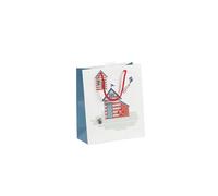 Eurowrap 30648-3C - Un Sac Cadeau Excellia- Format Moyen - 21,5x10,2x25,3cm - 210g - Motif : Cabine de plage - Emballage Cadeau, Idéal pour : Livre, Jeu, Petits cadeaux