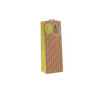 Eurowrap 30678-4C - Un Sac Cadeau Kraft - Format Bouteille - Dimensions : 12,7x9x35,5 cm - 210g - Motif : Vagues Fluo jaune sur Kraft - Emballage Cadeaux, Bouteille