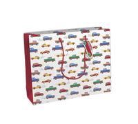 Eurowrap - 32472-6C - Un lot de 6 sacs cadeaux anniversaire - Grands formats 37,3x11,8x27,5cm - Petites voitures - Qualité supérieure, résistants : 210g - idéaux pour puzzles, jeux, coffrets cadeaux
