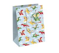 Eurowrap 32475-3C - Un Sac Cadeau Excellia- Format Moyen - 21,5x10,2x25,3cm - 210g - Motif : Dragons- Emballage Cadeau, Idéal pour : Livre, Jeu, Petits cadeaux