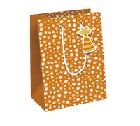 Eurowrap 32505-3C - Un Sac Cadeau kraft blanc- Format Moyen - 21,5x10,2x25,3cm - 210g - Motif : Safari empruntes- Emballage Cadeau, Idéal pour : Livre, Jeu, Petits cadeaux