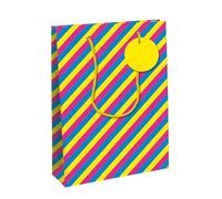 Eurowrap - 33880-2C - Un sac cadeau enfants - Grand format 26,5x14x33cm - Rayures - Qualité supérieure, résistant :210g - idéal pour : jeux de société, puzzles, coffrets