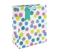 Eurowrap - 35410-2Cpack - Un lot de 6 sacs cadeaux anniversaire - Grands formats 26,5x14x33cm - Pois pastels - Qualité supérieure, résistant : 210g - idéal pour : jeux de société, puzzles, coffrets