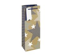 Eurowrap - 35471-4Cpack - Un lot de 6 Sacs Cadeaux adulte - Format Bouteille - 12,7x9x35,5cm - 210g - Motif : Etoiles - Kraft - Idéal pour : bouteilles vins, champagne