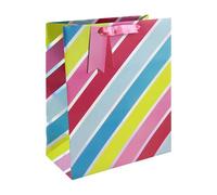 Eurowrap - 35489-2Cpack - Un lot de 6 sacs cadeaux anniversaire - Grands formats 26,5x14x33cm - Rayures pastels - Qualité supérieure, résistant : 210g - idéal pour : jeux de société, puzzles, coffrets