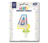 Eurowrap 6828-4C - Une Bougie Anniversaire - Chiffre 4 - Décoration Pour Gateaux, Topper Pour Gateaux, Anniversaires Enfants Et Adultes