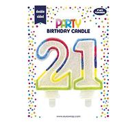 Eurowrap 6834-21C - Une Bougie Anniversaire - Nombre 21 - Décoration Pour Gateaux, Topper Pour Gateaux, Anniversaires Enfants Et Adultes