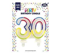 Eurowrap 6834-30C - Une Bougie Anniversaire - Nombre 30 - Décoration Pour Gateaux, Topper Pour Gateaux, Anniversaires Enfants Et Adultes