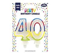 Eurowrap 6834-40C - Une Bougie Anniversaire - Nombre 40 - Décoration Pour Gateaux, Topper Pour Gateaux, Anniversaires Enfants Et Adultes