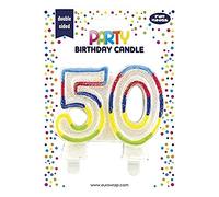Eurowrap 6834-50C - Une Bougie Anniversaire - Nombre 50 - Décoration Pour Gateaux, Topper Pour Gateaux, Anniversaires Enfants Et Adultes