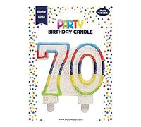 Clairefontaine Bougie anniversaire Eurowrap 6834-70C – Nombre 70, Topper pour gâteau