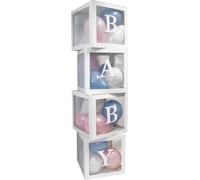 Eurowrap - Bébé - Boîte à ballons Lot de 4 - Latex, Papier SG19237 (Taille unique) (Blanc/Transparent)