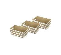 Eurowrap K-28803-BXC - Lot De 3 Boites Corbeilles De Rangement En Carton : Dimensions : Boite 1 = 27x20x12cm, Boite 2 = 29x22x13cm, Boite 3 = 31x24x14cm - Motif : Moderne, Losanges Blancs