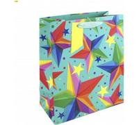 Eurowrap - Pochettes cadeaux, motif étoiles - Pack de 6 SG37701 (Taille unique) (Néon/Couleur)