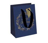 Eurowrap X-29133-3C - Un Sac Cadeau Excellia- Format Moyen - 21,5x10,2x25,3cm - 210g - Motif : Couronne De Noël, Merry Christmas - Emballage Cadeau, Idéal pour : Livre, Jeu, Petits cadeaux