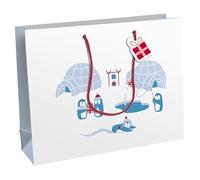 Eurowrap X-29133-9Cpack - Un Lot de 6 Sacs Cadeaux Excellia - Format Parfum - Dimensions : 12,7x9x20,3cm - 210g - Motif : Plumes Dorées Sur Fond Bleu - Emballage Cadeau, Parfum