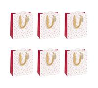 Eurowrap - X-29508-3Cpack - Un lot de 6 sacs cadeaux Noël - Formats moyens 21,5x10,2x25,3cm - Étoiles - Qualité supérieure, résistant :210g - idéal pour : livre, jeux, petits coffrets