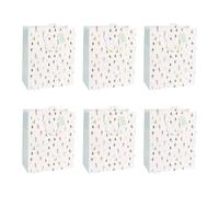 Eurowrap - X-29535-2Cpack - Un lot de 6 sacs cadeaux Noël - Grands formats 26,5x14x33cm - Sk, Neige - Qualité supérieure, résistant :210g - idéal pour : jeux de société, puzzles, coffrets