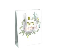 Eurowrap - X-29538-3C - Un sac cadeau Noël - Format moyen 21,5x10,2x25,3cm - Merry Christmas - Qualité supérieure, résistant :210g - idéal pour : livre, jeux, petits coffrets