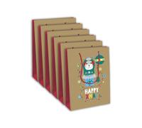 Eurowrap X-29550-2Cpack - Un Lot de 6 Sacs Cadeaux Kraft- Format large - 26,5x14x33 cm - 210g - Motif : Bouldog, Animaux Yoga, Noël, Merry Christmas- Idéal pour : Jeux De Société, Puzzles