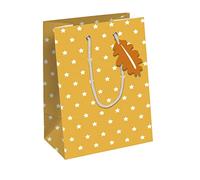 Eurowrap X-30873-3C - Un Sac Cadeau Excellia- Format Moyen - 21,5x10,2x25,3cm - 210g - Motif : Étoiles Blanches Et Fond Jaune - Emballage Cadeau, Idéal pour : Livre, Jeu, Petits cadeaux
