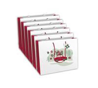 Eurowrap - X-30876-6Cpack - Un lot de 6 sacs cadeaux Noël - Grands formats 37,3x11,8x27,5cm - Merry Christmas - Qualité supérieure, résistant :210g - idéal pour : jeux de société, puzzles, coffrets