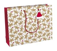 Clairefontaine X-30894-6C - Un Sac Cadeau Kraft - Format Shopping - 37,3x11,8x27,5 cm - 210g - Motif : Pain D'Épices, Blanc Sur Kraft - Emballage Cadeaux, idéal pour : Jeux De Société, Puzzles