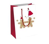 Clairefontaine X-30900-3C - Un Sac Cadeau Kraft- Format Moyen - 21,5x10,2x25,3cm - 210g - Motif : Pain D'Épices, Blanc Sur Kraft- Emballage Cadeau, Idéal pour : Livre, Jeu, Petits cadeaux