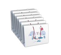 Eurowrap - X-30912-6Cpack - Un lot de 6 sacs cadeaux Noël - Grands formats 37,3x11,8x27,5cm - Pingouins, banquise - Qualité supérieure, résistant:210g - idéal pour : jeux de société, puzzles, coffrets