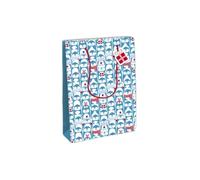 Eurowrap - X-30915-2Cpack - Un lot de 6 sacs cadeaux Noël - Grands formats 26,5x14x33cm - Pingouins, banquise - Qualité supérieure, résistant :210g - idéal pour : jeux de société, puzzles, coffrets
