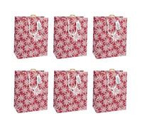 Eurowrap - X-32781-2Cpack - Un lot de 6 sacs cadeaux Noël - Grands formats 26,5x14x33cm - Floral - Qualité supérieure, résistant :210g - idéal pour : jeux de société, puzzles, coffrets