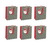 Eurowrap X-32793-3Cpack - Un Lot de 6 Sacs Cadeaux Excellia- Format Moyen - 21,5x10,2x25,3cm - 210g - Motif : Petit Papa Noël- Emballage Cadeau, Idéal pour : Livre, Jeu, Petits cadeaux