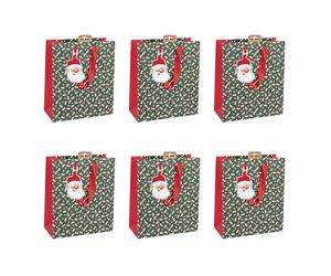 Eurowrap - X-32793-3Cpack - Un lot de 6 sacs cadeaux Noël - Formats moyens 21,5x10,2x25,3cm - Père-Noël - Qualité supérieure, résistant :210g - idéal pour : livre, jeux, petits coffrets