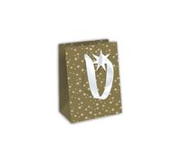 Eurowrap X-32829-3Cpack - Un Lot de 6 Sacs Cadeaux Excellia- Format Moyen - 21,5x10,2x25,3cm - 210g - Motif : Etoiles blanches sur fond or - Emballage Cadeau, Idéal pour : Livre, Jeu, Petits cadeaux