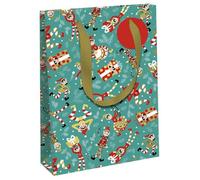 Eurowrap - X-34647-2C - Un sac cadeau Noël - Grand format 26,5x14x33cm - Lutins farceurs - Qualité supérieure, résistant :210g - idéal pour : jeux de société, puzzles, coffrets