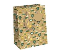 Eurowrap - X-34665-3C - Un sac cadeau Noël - Format moyen 21,5x10,2x25,3cm - Merry Christmas - Qualité supérieure, résistant :210g - idéal pour : livre, jeux, petits coffrets