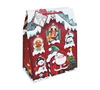 Eurowrap - X-36106-2Cpack - Un lot de 12 sacs cadeaux Noël - Grands formats 26,5x14x33cm - Maisons - Qualité supérieure, résistant : 157g - idéal pour : jeux de société, puzzles, coffrets
