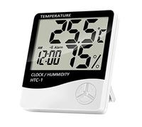 EUROXANTY Hygromètre digital | Thermomètre-Hygromètre d’Intérieur | Mesureur d’intérieur avec Mémoire pour Valeurs maximaux et minimaux | Hygromètre numérique avec Horloge et Alarme