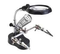 EUROXANTY - Loupe avec lumière LED 12 x 3,5 x Support avec 2 Pinces Crocodile pour l'électronique de Soudure Noire