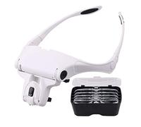 EUROXANTY Lunettes Loupe | Loupe éclairante LED | Loupe Frontale complètement Ajustable | Loupe pour travaux de Précision avec 5 Grossissements différents | Blanc
