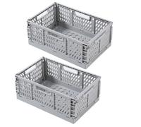 EURXLQ Caisse Pliable Plastique, Empilable Cagettes avec Poignée - Panier Rangement pour Chambre à Coucher, Bureau, Cuisine (Gris, 20×15×9cm)