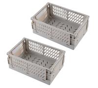 EURXLQ Caisse Pliable Plastique,Empilable Cagettes Plastique Pliable Paniers Rangement avec Poignée Panier Rangement Plastique pour Chambre à Coucher Bureau Cuisine (Gris, 25×16×10cm)
