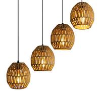 Eusamxon Lot de 3 petits abat-jours en rotin universels E27/E14 pour lampe de table, applique murale, lampadaire, décoration de salon et de chambre à coucher (papier naturel marron)