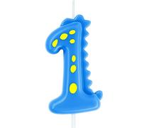 eusbon Bougie d'anniversaire bleue 7 cm pour décoration de gâteau sur le thème des dinosaures