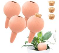 eusbon TerraCotta Lot de 4 piquets d'arrosage automatique pour plantes en pot, 400 ml avec bouchons en liège pour plantes en pot, pointes à arrosage automatique pour plantes d'intérieur et d'extérieur