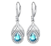 Eusense Boucles d Oreilles Goutte d Eau Pendantes en Pierre de Naissance | Coffret cadeau inclus Savoir-faire d'exception Design unique Cadeaux joailliers Anniversaire Fête des Mères Saint-Valentin